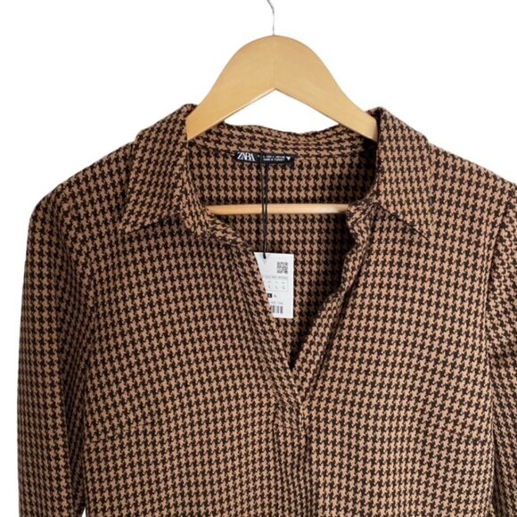 NWT Zara Houndstooth Crop Top Large - Picture 5 of 6